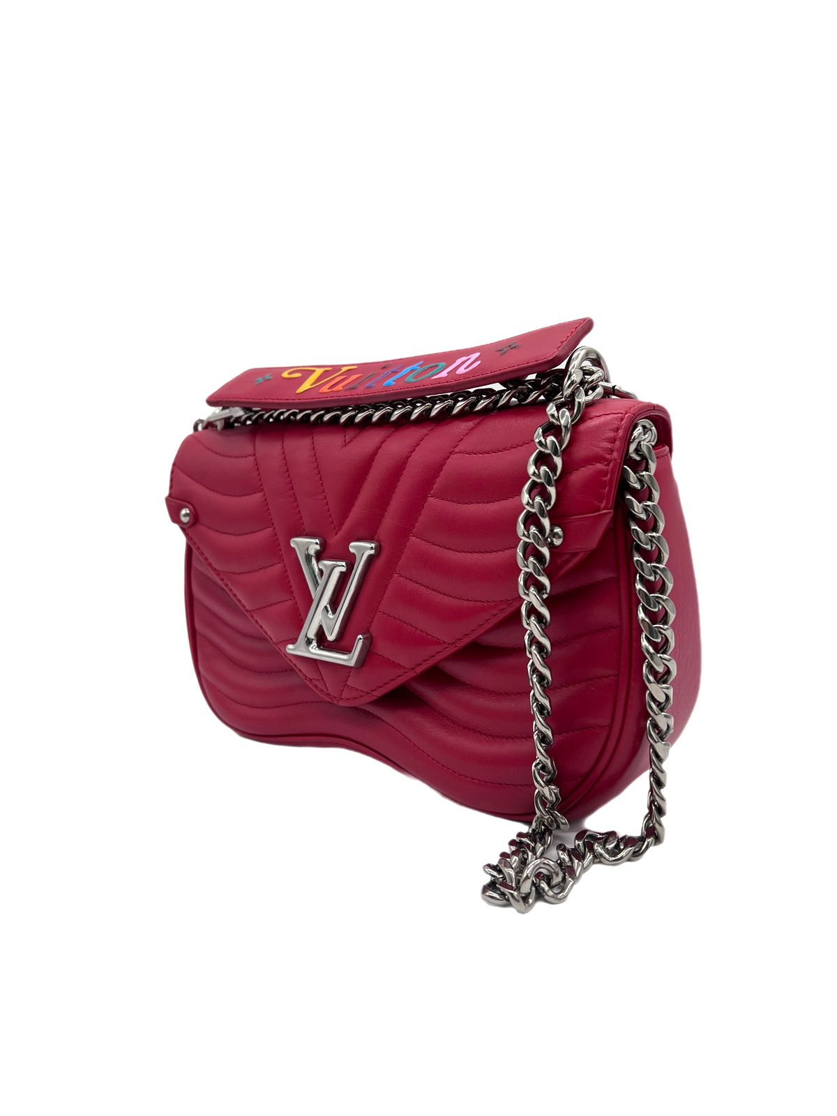 LV RED LEATHER NEW WAVE CHAIN PM
