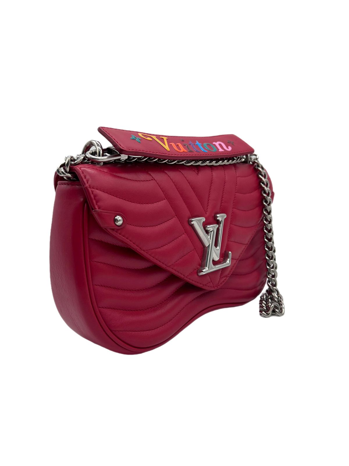 LV RED LEATHER NEW WAVE CHAIN PM