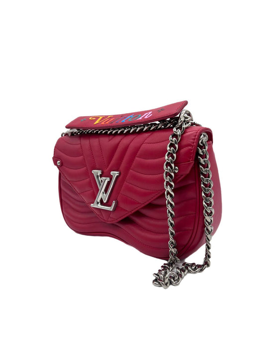 LV  RED LEATHER NEW WAVE CHAIN PM
